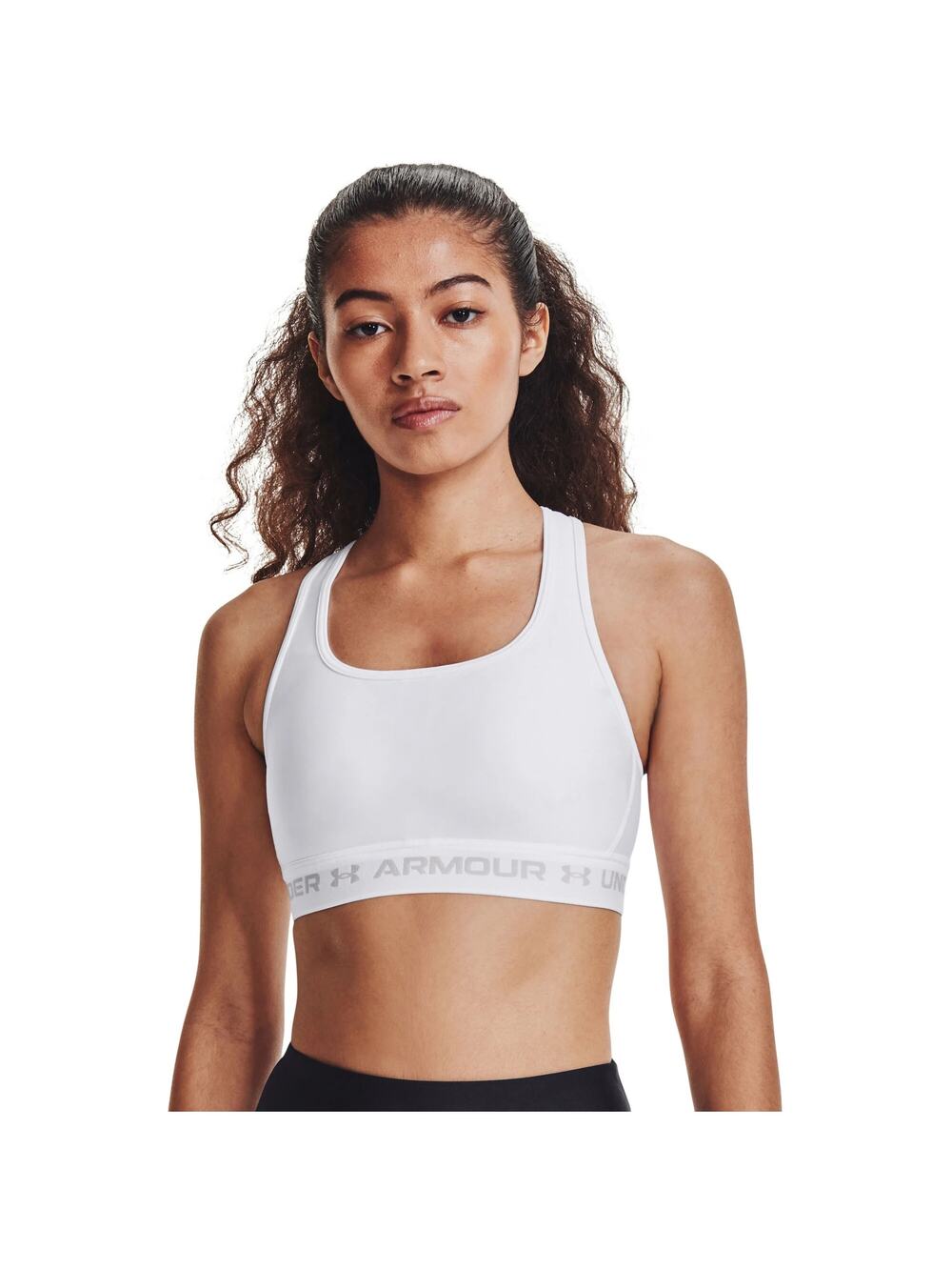 Under Armour Women's 2X White Crossback Mid Sports Yoga Workout Active Bra O2-11